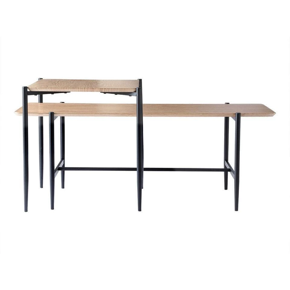 CALICOSY - Set Van 2 Salontafels JESSIE - Licht Hout - 38x100x40 Cm 4 CALICOSY - Set Van 2 Salontafels JESSIE - Licht Hout - 38x100x40 Cm - Afbeelding 4