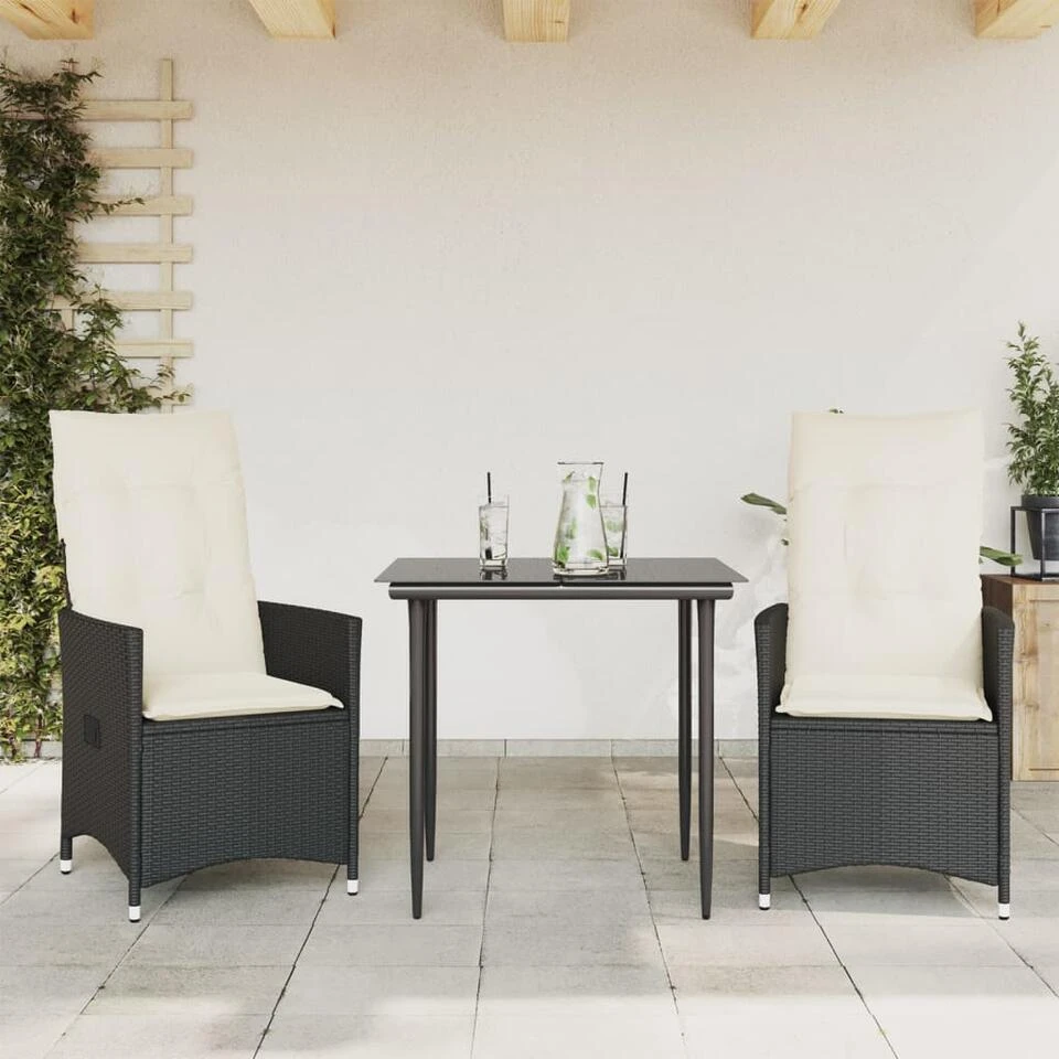 VidaXL - Tuinstoel - Zwart - Poly Rattan - 2 Stuks 2 VidaXL - Tuinstoel - Zwart - Poly Rattan - 2 Stuks - Afbeelding 2