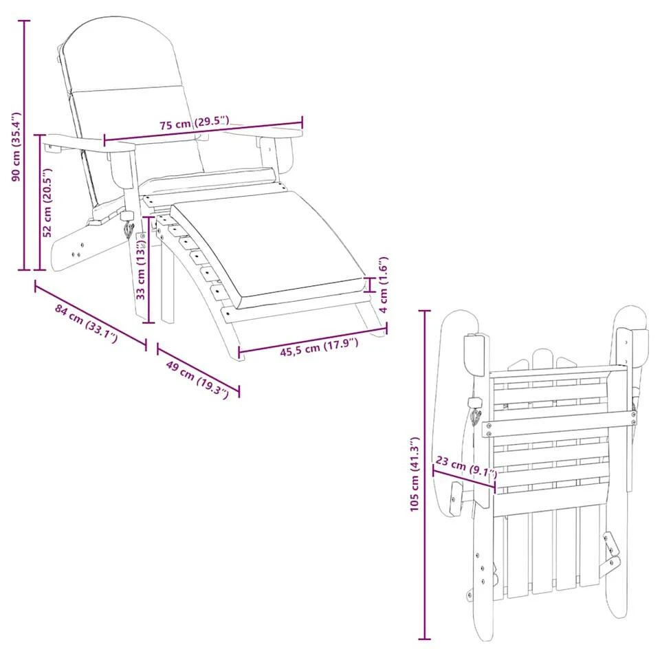 VidaXL - Adirondack Tuinstoel - Voetensteun - Bruin - Acaciahout 75x84x90 Cm 10 VidaXL - Adirondack Tuinstoel - Voetensteun - Bruin - Acaciahout 75x84x90 Cm - Afbeelding 10