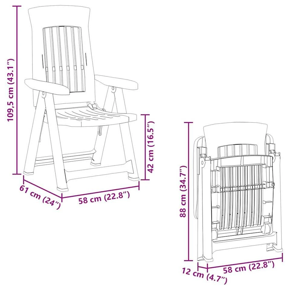 VidaXL - Verstelbare Tuinstoelen - Antraciet - Polypropyleen - 2 Stuks 13 VidaXL - Verstelbare Tuinstoelen - Antraciet - Polypropyleen - 2 Stuks - Afbeelding 13
