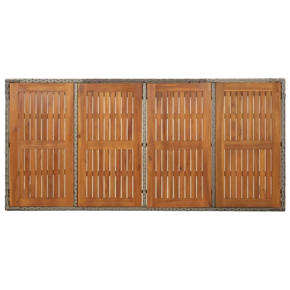VidaXL - Tuintafel Met Houten Blad - Grijs - Poly Rattan - 190 X 90 X 75 Cm 5 VidaXL - Tuintafel Met Houten Blad - Grijs - Poly Rattan - 190 X 90 X 75 Cm - Afbeelding 5