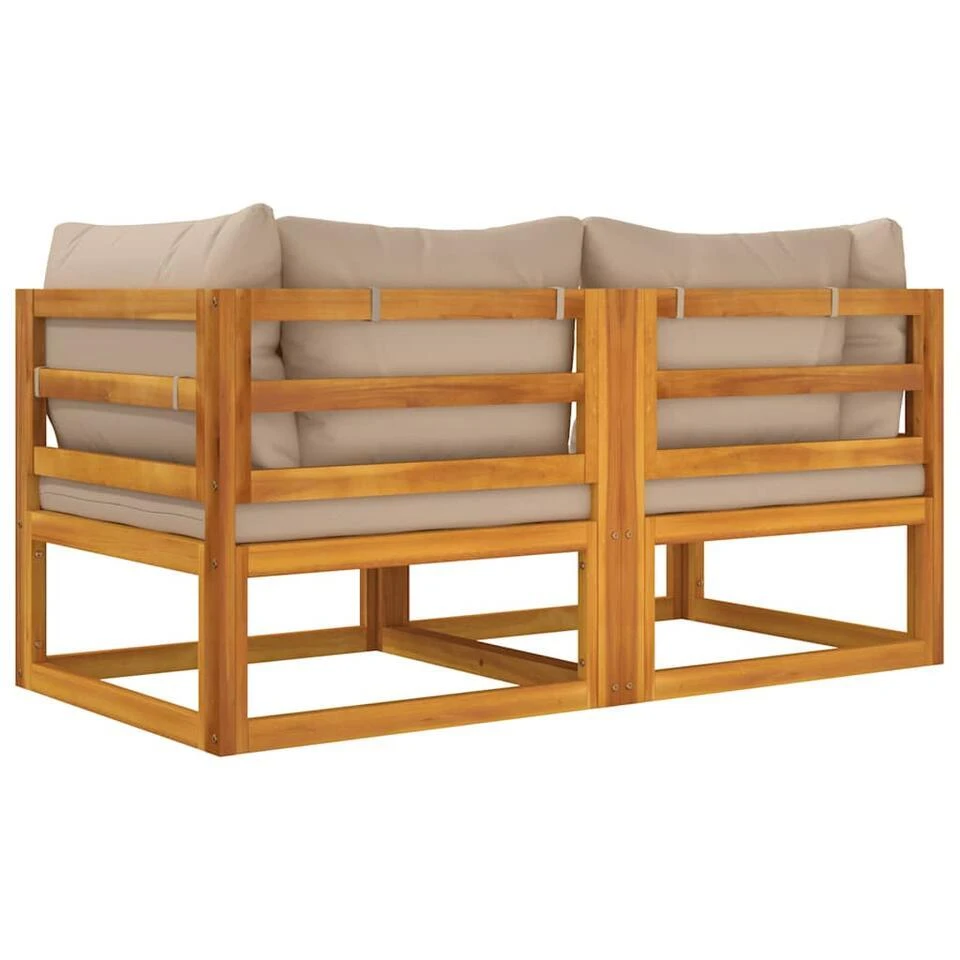 VidaXL - Hoekbanken Sectioneel - Taupe - Acaciahout - 2 Stuks 6 VidaXL - Hoekbanken Sectioneel - Taupe - Acaciahout - 2 Stuks - Afbeelding 6