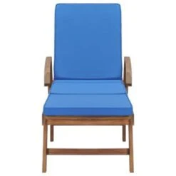 VidaXL Ligbed Met Kussen Massief Teakhout Blauw -Leenbakker Winkel 866ce87e83ee49369b1b71f95a368038