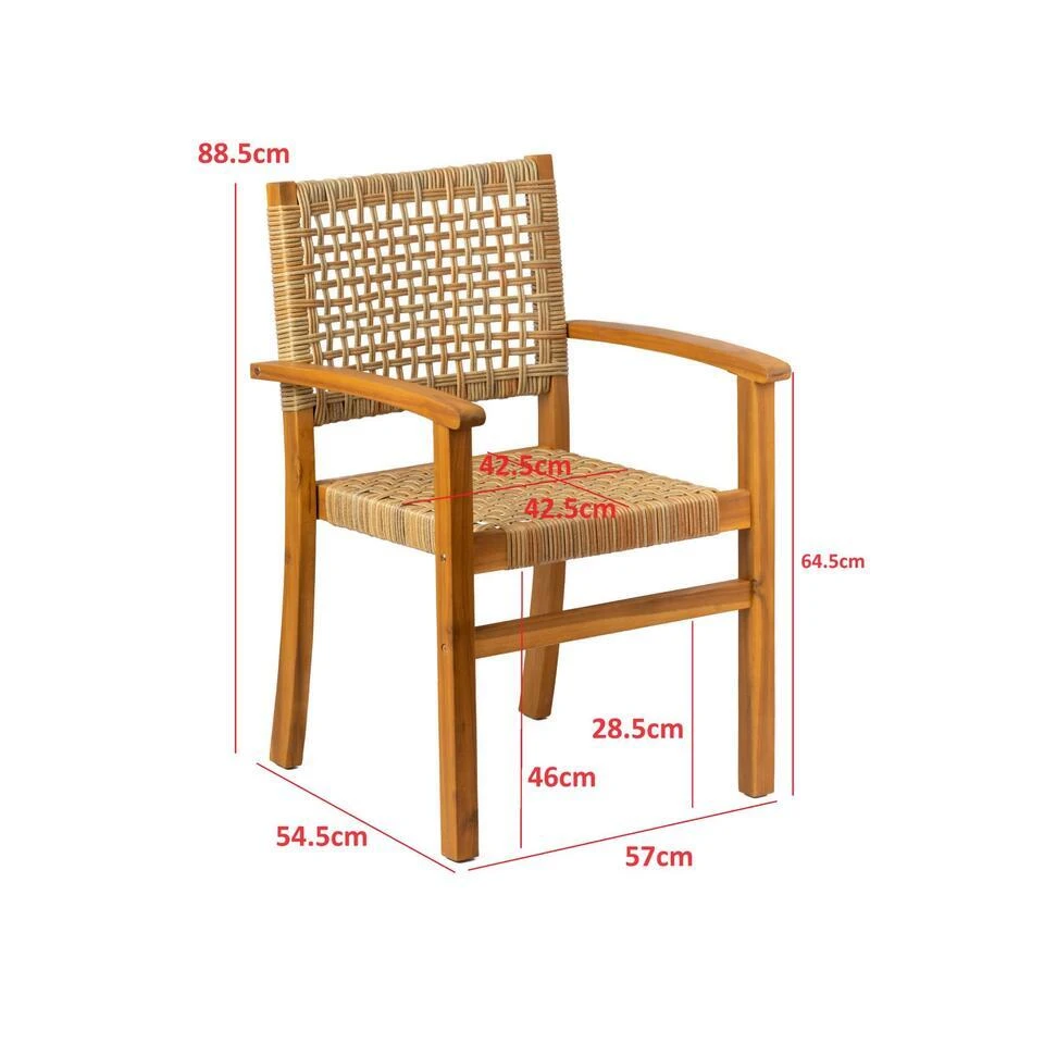 Set Van 2 Tuinstoelen Van Acacia En Touw 5 Set Van 2 Tuinstoelen Van Acacia En Touw - Afbeelding 5