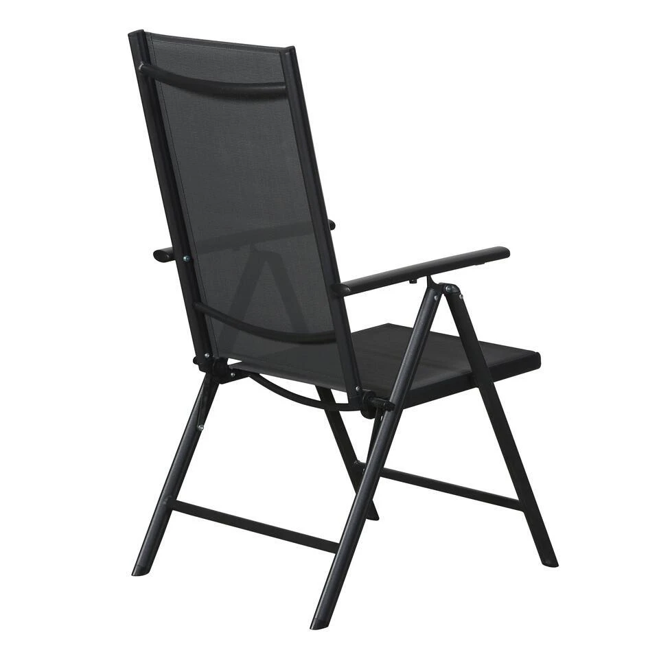 Hioshop Kelly 1 X Tuinstoel- Verstelbare Rug- 7 Posities- Zwart/grijs 4 Hioshop Kelly 1 X Tuinstoel- Verstelbare Rug- 7 Posities- Zwart/grijs - Afbeelding 4