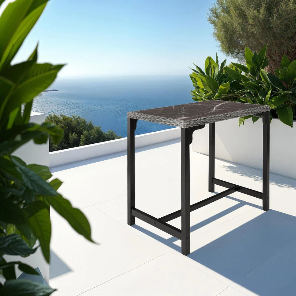 Tectake Wicker Bartafel Kutina 96x65x100cm, Grijs 2 Tectake Wicker Bartafel Kutina 96x65x100cm, Grijs - Afbeelding 2