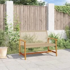 VidaXL - Tuinbank - Beige - Poly Rattan En Acaciahout Beige - 112 Cm -Leenbakker Winkel 8e3bf3ed6ab24368bf23eca99b90b2c3
