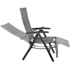 Tectake Wicker Tuinstoel Opklapbaar Met Aluminium Frame En Voetsteun, Grijs -Leenbakker Winkel 8ed4062b1df5442a985b683a4829aa2e