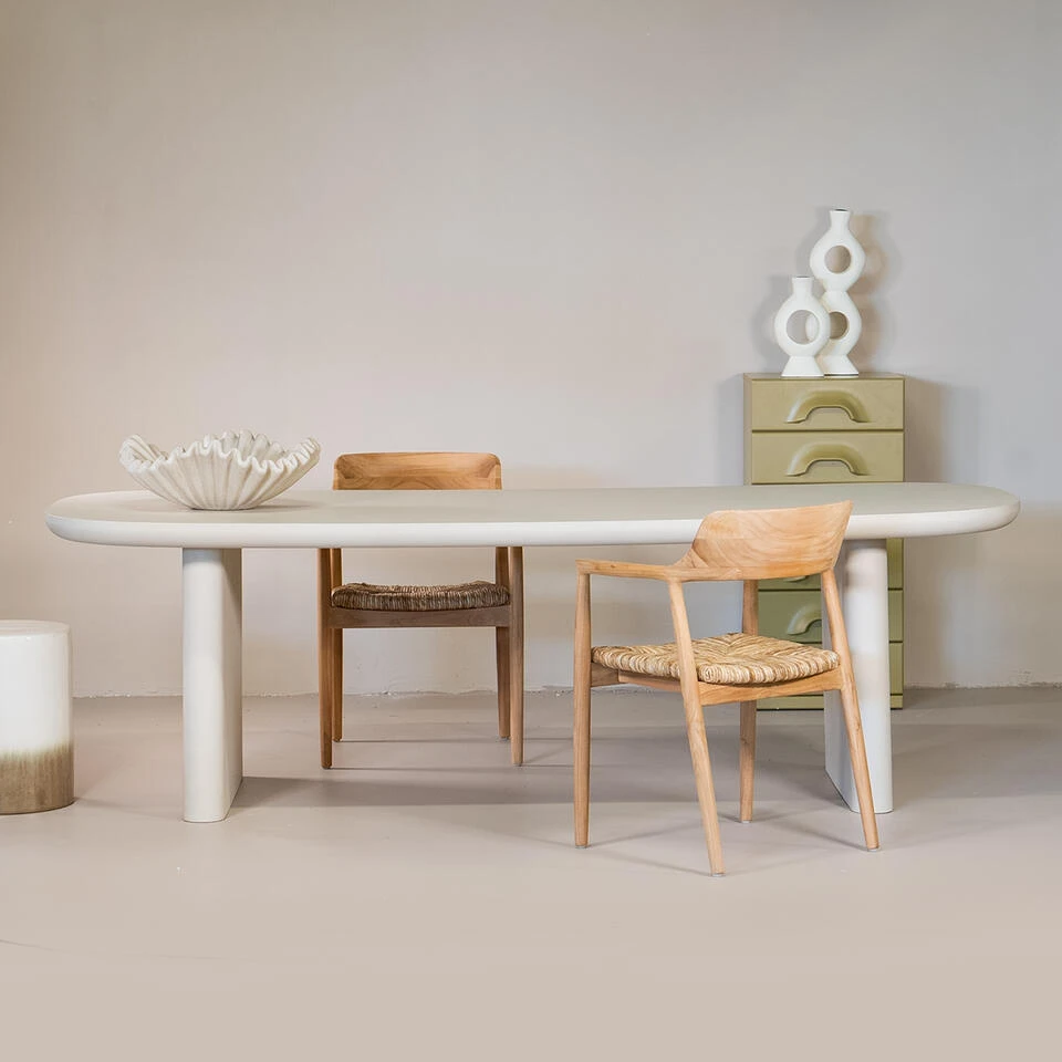 Tuintafel Deens Ovaal - Beige Betonlook - 300x100x75cm - Maya 2 Tuintafel Deens Ovaal - Beige Betonlook - 300x100x75cm - Maya - Afbeelding 2