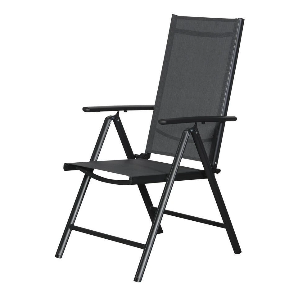 Hioshop Kelly 1 X Tuinstoel- Verstelbare Rug- 7 Posities- Zwart/grijs 5 Hioshop Kelly 1 X Tuinstoel- Verstelbare Rug- 7 Posities- Zwart/grijs - Afbeelding 5