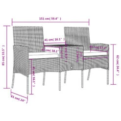 VidaXL - Tuinbank 2-zits Met Tafeltje - Antraciet - Poly Rattan 9 VidaXL - Tuinbank 2-zits Met Tafeltje - Antraciet - Poly Rattan -Leenbakker Winkel 965bcb311c0d4745bc656119966a13c6