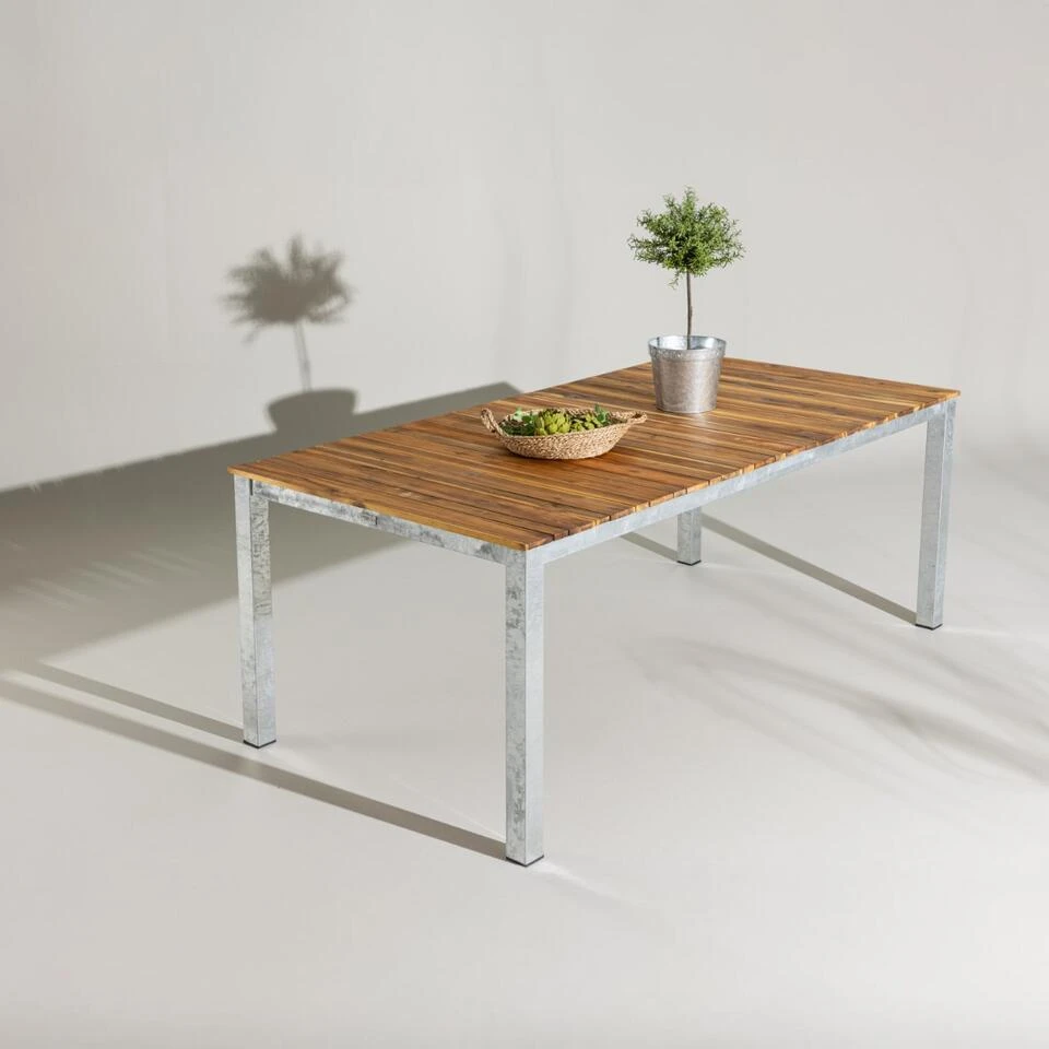 Fjôrd Tuintafel Acaciahout/Metaal - 200x100x74cm - Zenia 2 Fjôrd Tuintafel Acaciahout/Metaal - 200x100x74cm - Zenia - Afbeelding 2