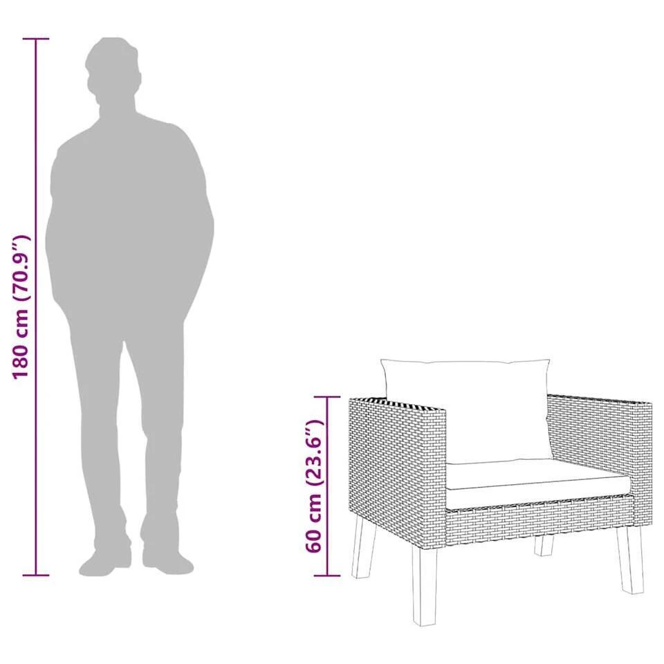 VidaXL - Tuinbank Eenzits - Zwart - Poly Rattan - Met Kussens 10 VidaXL - Tuinbank Eenzits - Zwart - Poly Rattan - Met Kussens - Afbeelding 10