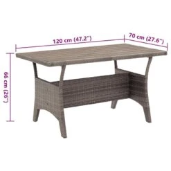 VidaXL - Tuintafel - Grijs - Poly Rattan - 120 X 70 X 66 Cm 10 VidaXL - Tuintafel - Grijs - Poly Rattan - 120 X 70 X 66 Cm -Leenbakker Winkel 9cec2532fa904962a6ff553d9dbac81b