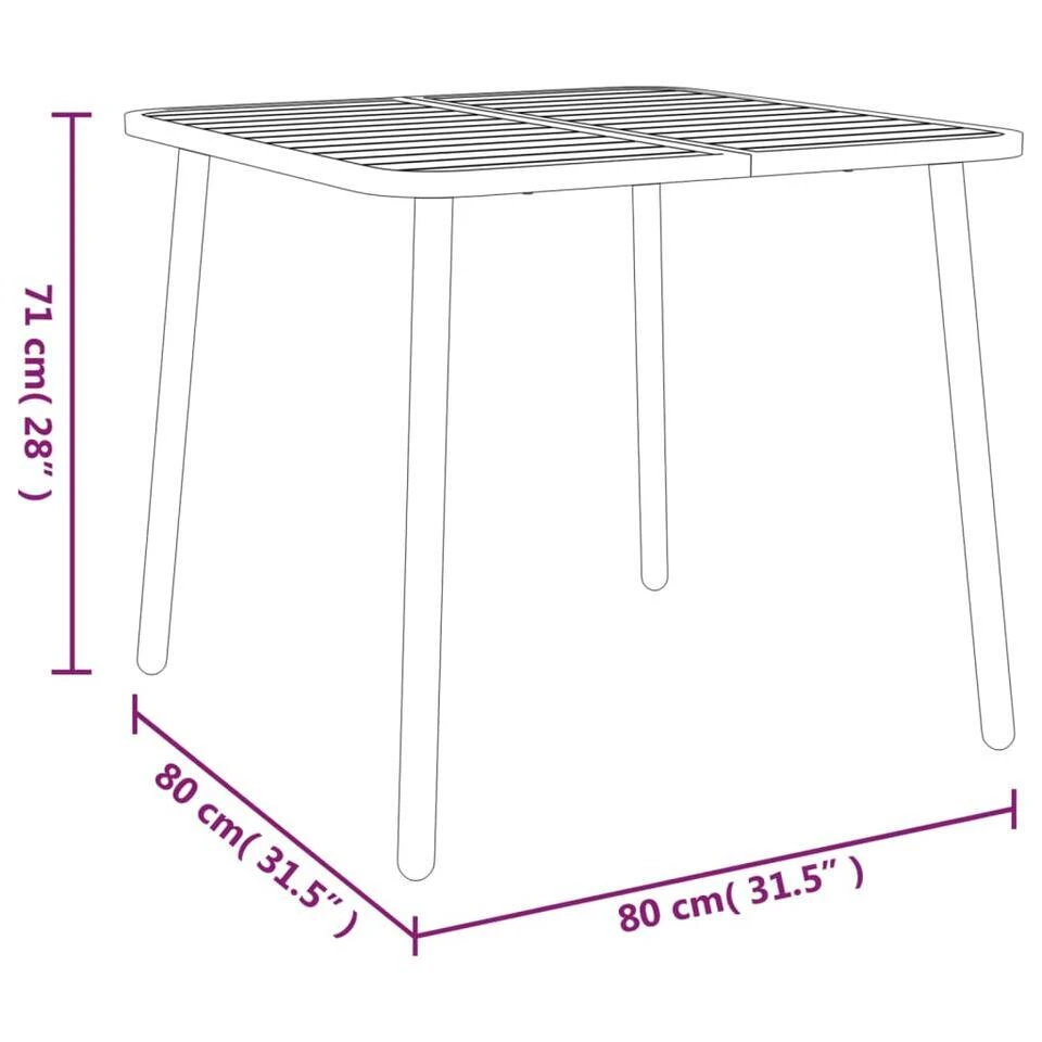 VidaXL - Tuintafel - Antraciet - Staal - 80 X 80 X 71 Cm 6 VidaXL - Tuintafel - Antraciet - Staal - 80 X 80 X 71 Cm - Afbeelding 6
