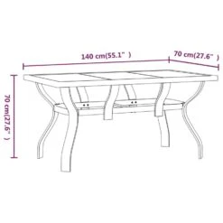 VidaXL - Tuintafel - Zwart - Staal En Glas - 140 X 70 X 70 Cm -Leenbakker Winkel a1158dc9afb34342ac1ff9ac45416df8
