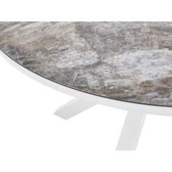 MALETTO - Tuintafel - Wit/Marmer Effect - ⌀ 120 Cm - Aluminium -Leenbakker Winkel a233e869f7614835923b8fc81018a1f1
