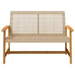 VidaXL - Tuinbank - Beige - Poly Rattan En Acaciahout Beige - 112 Cm -Leenbakker Winkel a5f24e0328cd40a1bc5e39f19cde3d24