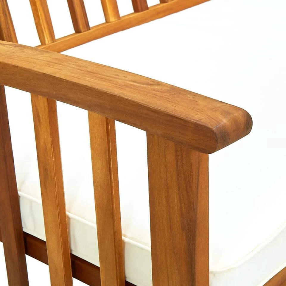 VidaXL - Tuinbank - Wit - Acaciahout - 119 Cm - Met Kussen 6 VidaXL - Tuinbank - Wit - Acaciahout - 119 Cm - Met Kussen - Afbeelding 6