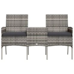 VidaXL - Tuinbank 2-zits Met Tafeltje - Antraciet - Poly Rattan 7 VidaXL - Tuinbank 2-zits Met Tafeltje - Antraciet - Poly Rattan -Leenbakker Winkel a688679126904f0689dc858f984a9014