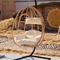 Hangstoel Van Bruin Rotan En Metaal -Leenbakker Winkel a924255418884ac1a253b91226532738