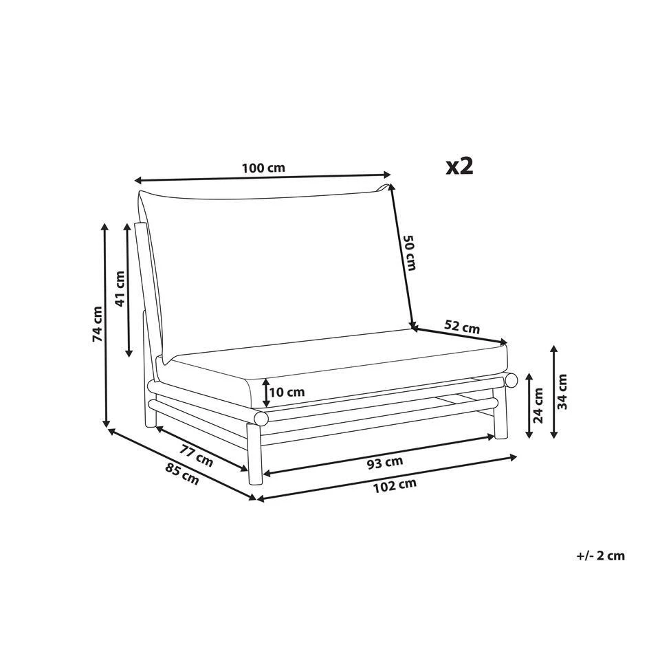 TODI - Fauteuil Set Van 2 - Lichthout/Taupe - Bamboe 3 TODI - Fauteuil Set Van 2 - Lichthout/Taupe - Bamboe - Afbeelding 3
