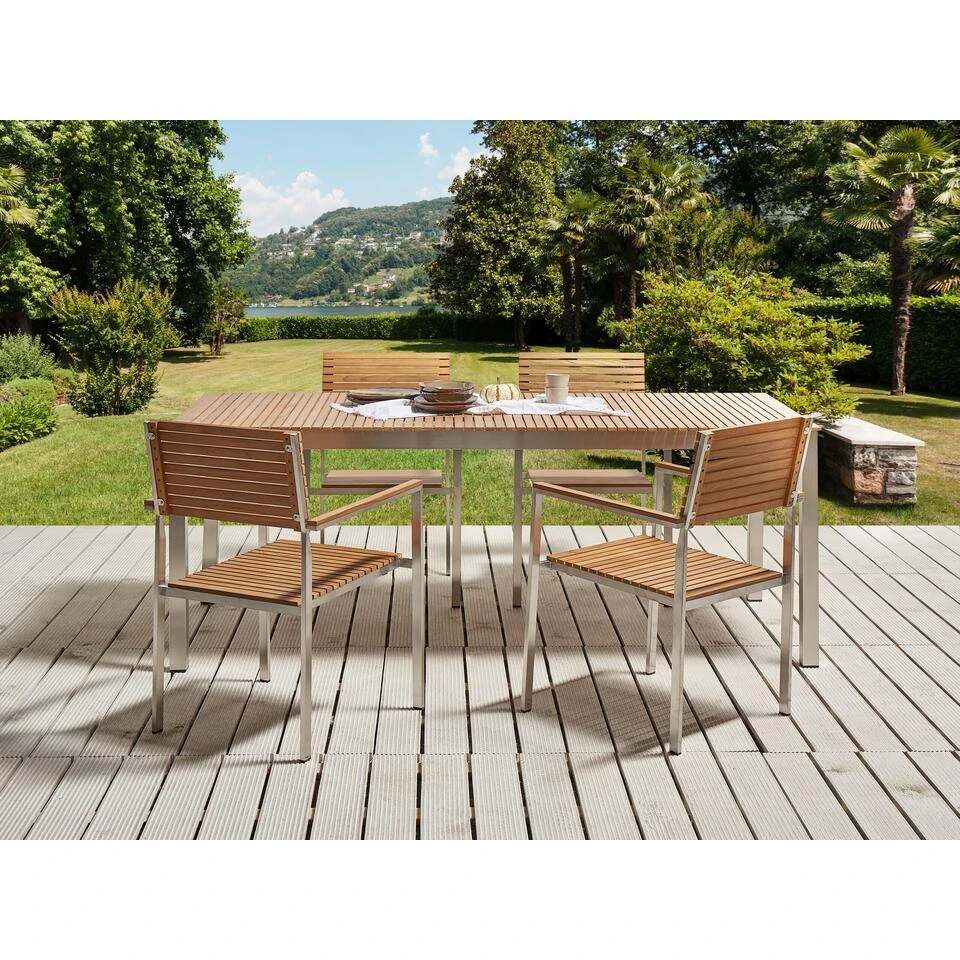 VIAREGGIO II - Tuintafel - Lichte Houtkleur - 90 X 200 Cm - Teakhout 2 VIAREGGIO II - Tuintafel - Lichte Houtkleur - 90 X 200 Cm - Teakhout - Afbeelding 2