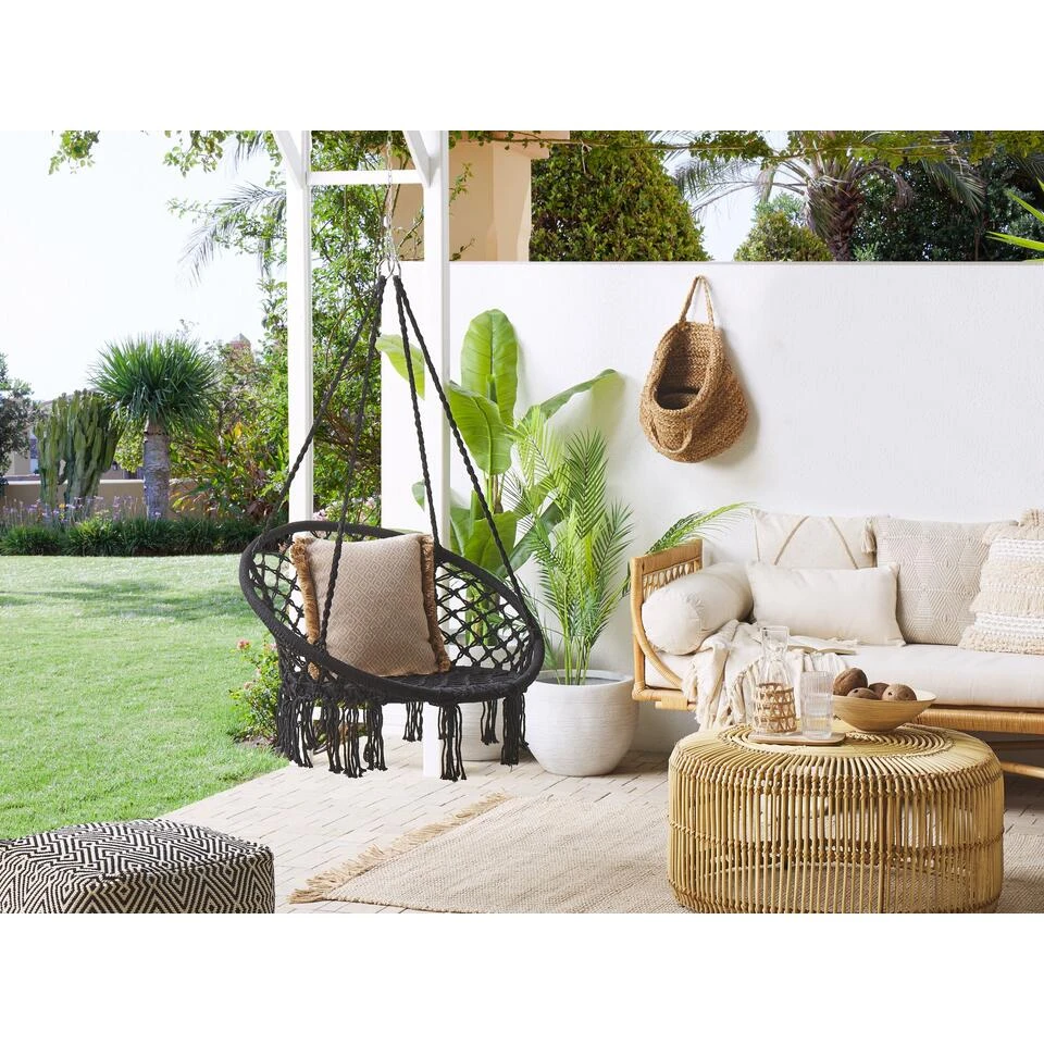 Beliani Hangstoel GABELLA - Zwart Katoen 2 Beliani Hangstoel GABELLA - Zwart Katoen - Afbeelding 2