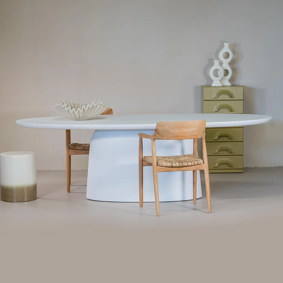 Tuintafel Ovaal - Wit Betonlook - 240x110x74cm - Myrna 2 Tuintafel Ovaal - Wit Betonlook - 240x110x74cm - Myrna - Afbeelding 2