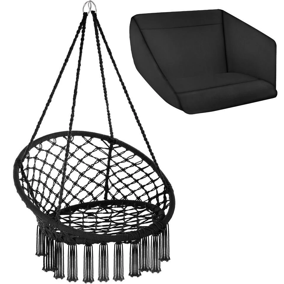 Tectake Hangstoel Grazia, Zwart 3 Tectake Hangstoel Grazia, Zwart - Afbeelding 3