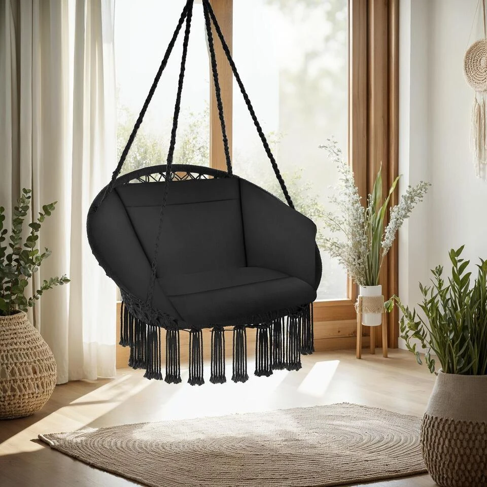 Tectake Hangstoel Grazia, Zwart 2 Tectake Hangstoel Grazia, Zwart - Afbeelding 2