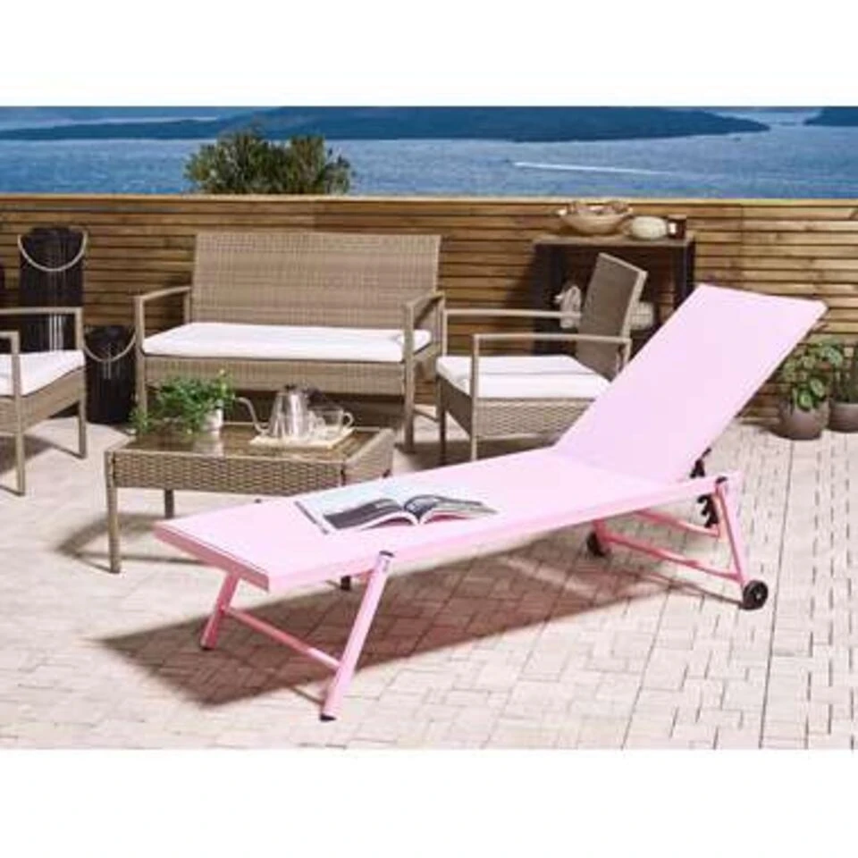 Beliani Tuinligstoel PORTOFINO - Roze Aluminium, Textiel 3 Beliani Tuinligstoel PORTOFINO - Roze Aluminium, Textiel - Afbeelding 3