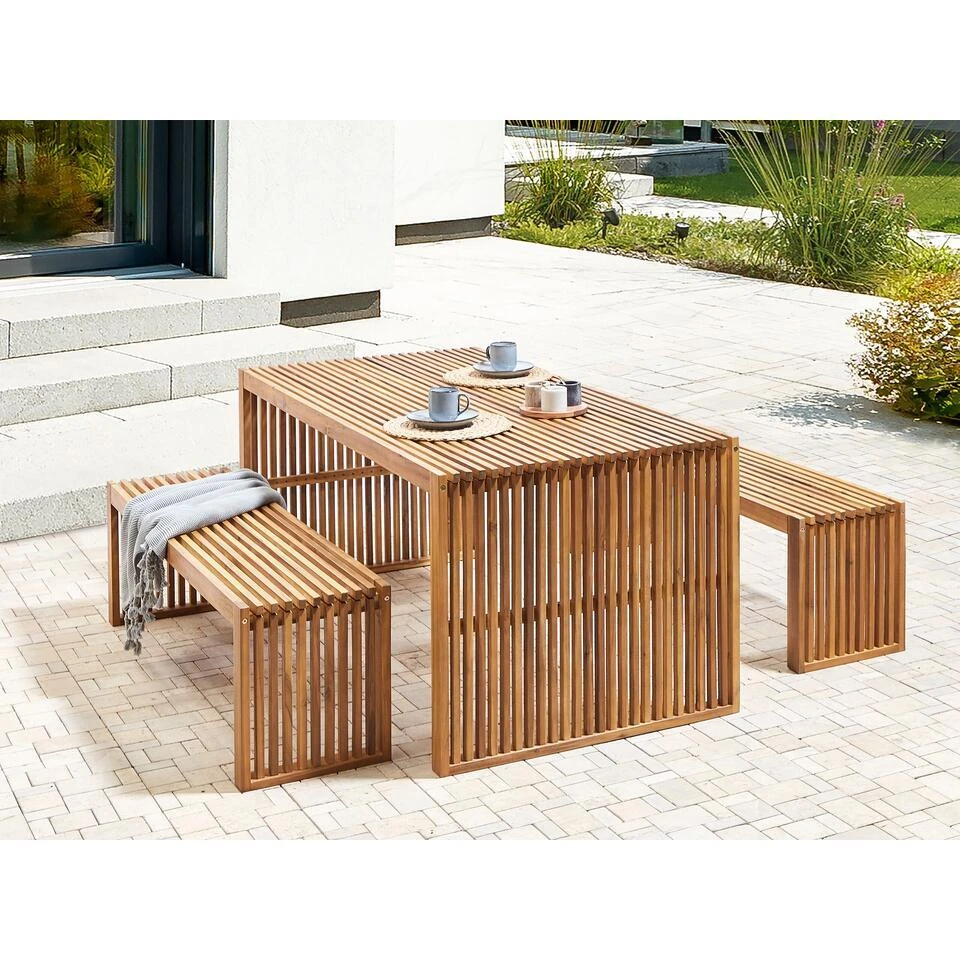 SULZANO - Tuintafel - Lichthout - Acaciahout 2 SULZANO - Tuintafel - Lichthout - Acaciahout - Afbeelding 2