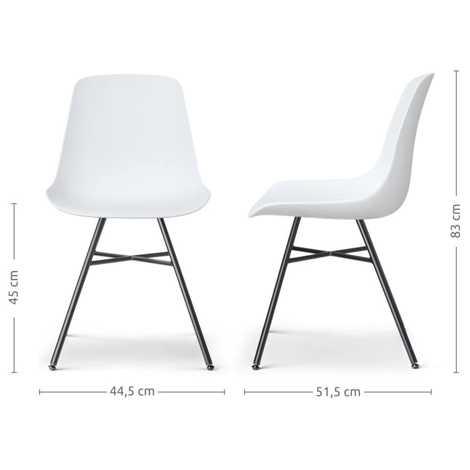 Nolon Noa-Pip Kunststof Tuinstoel Wit - Zwart Onderstel 4 Nolon Noa-Pip Kunststof Tuinstoel Wit - Zwart Onderstel - Afbeelding 4