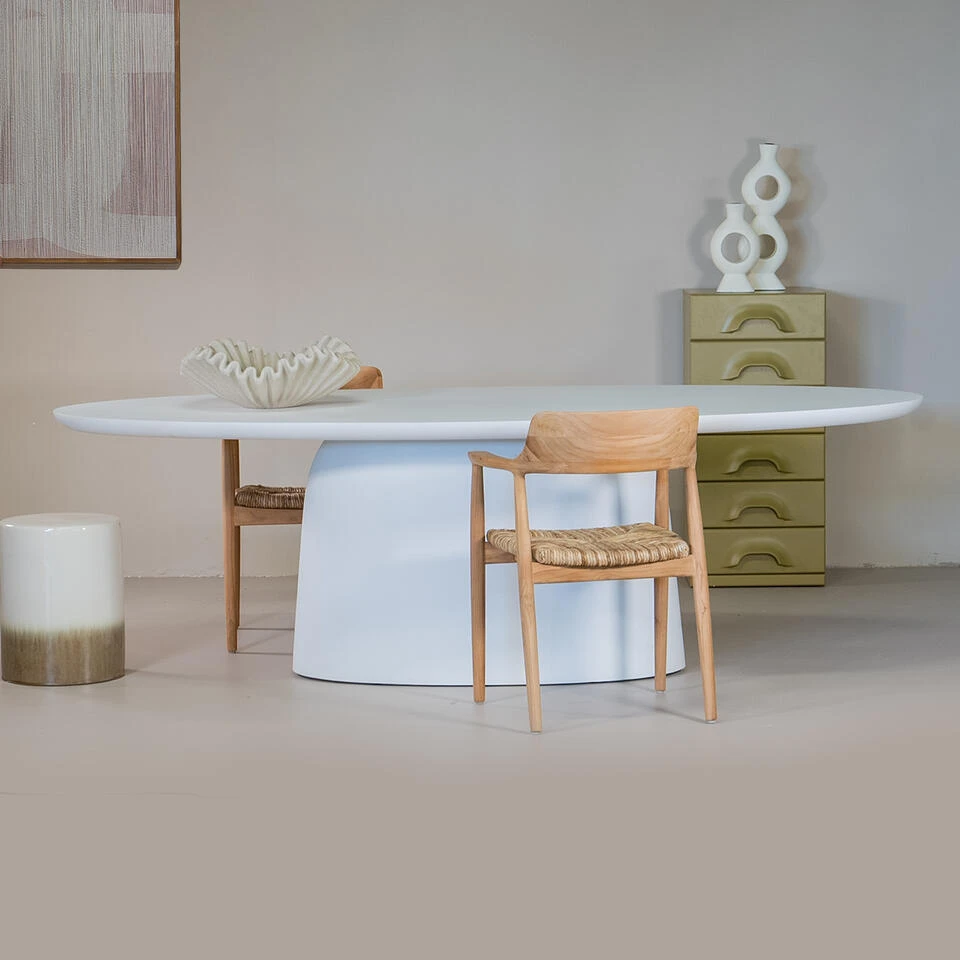 Tuintafel Ovaal - Wit Betonlook - 200x110x74cm - Myrna 2 Tuintafel Ovaal - Wit Betonlook - 200x110x74cm - Myrna - Afbeelding 2