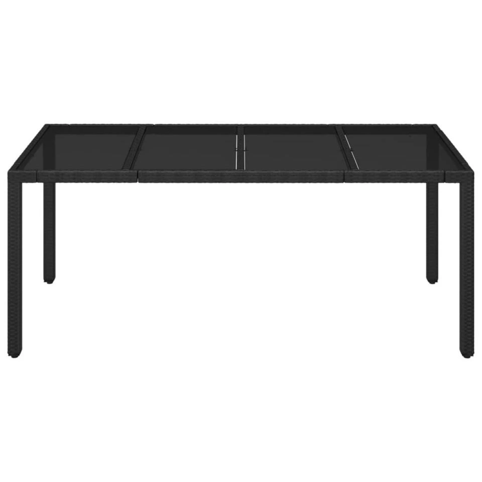VidaXL - Tuintafel Met Glazen Blad - Zwart - Poly Rattan - 190 X 90 X 75 Cm 3 VidaXL - Tuintafel Met Glazen Blad - Zwart - Poly Rattan - 190 X 90 X 75 Cm - Afbeelding 3
