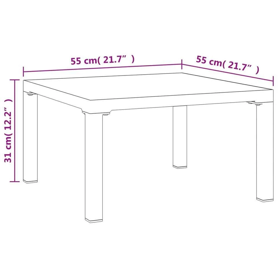 VidaXL - Tuintafel - Grijs - DPC En Staal - 55 X 55 X 31 Cm 6 VidaXL - Tuintafel - Grijs - DPC En Staal - 55 X 55 X 31 Cm - Afbeelding 6