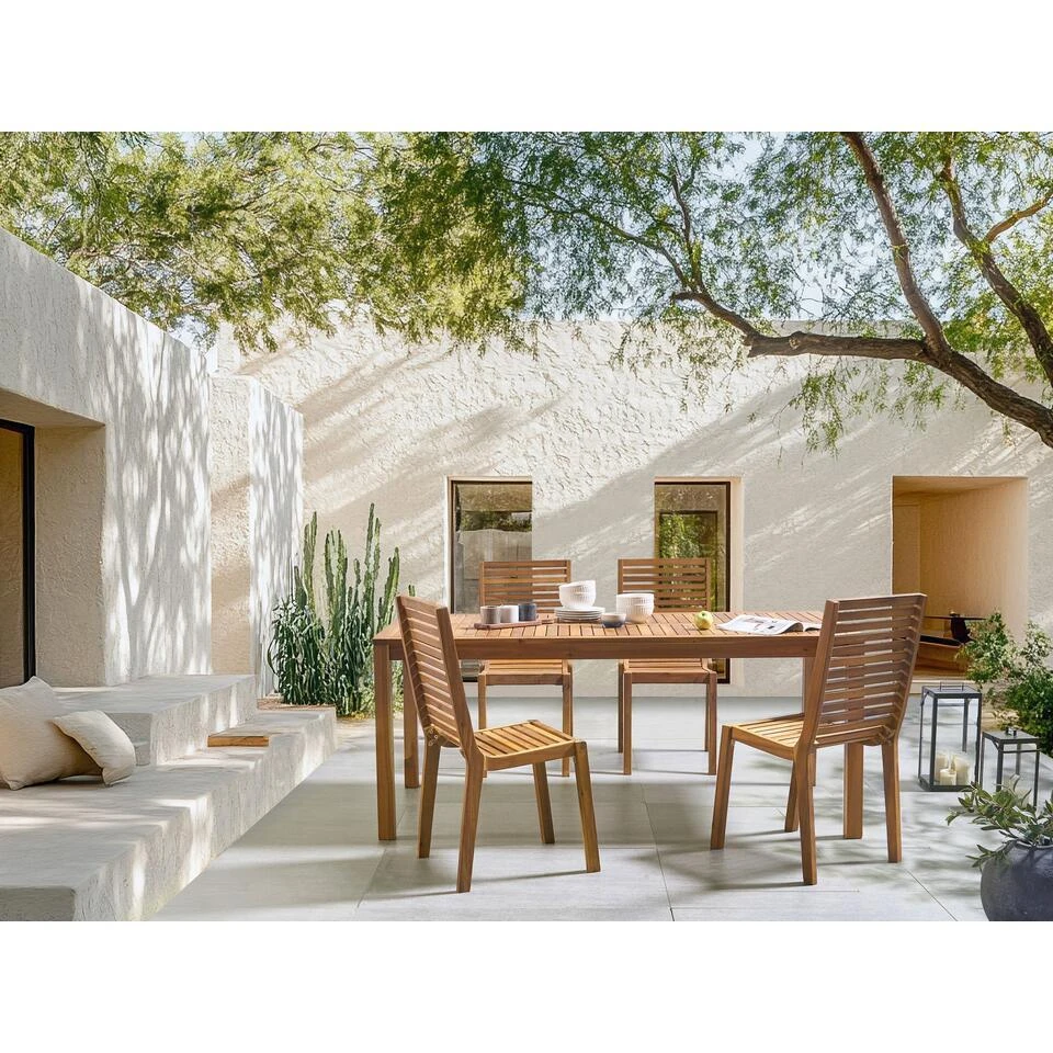 OMBRIANO - Tuintafel - Lichtbruin - 180 X 90 Cm - Acaciahout 2 OMBRIANO - Tuintafel - Lichtbruin - 180 X 90 Cm - Acaciahout - Afbeelding 2