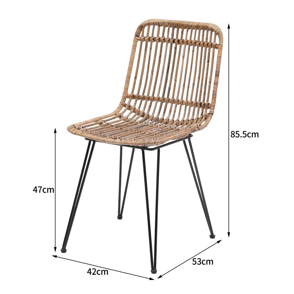 Set Van 2 Metalen En Natuurlijke Rotan Tuinstoelen 4 Set Van 2 Metalen En Natuurlijke Rotan Tuinstoelen - Afbeelding 4