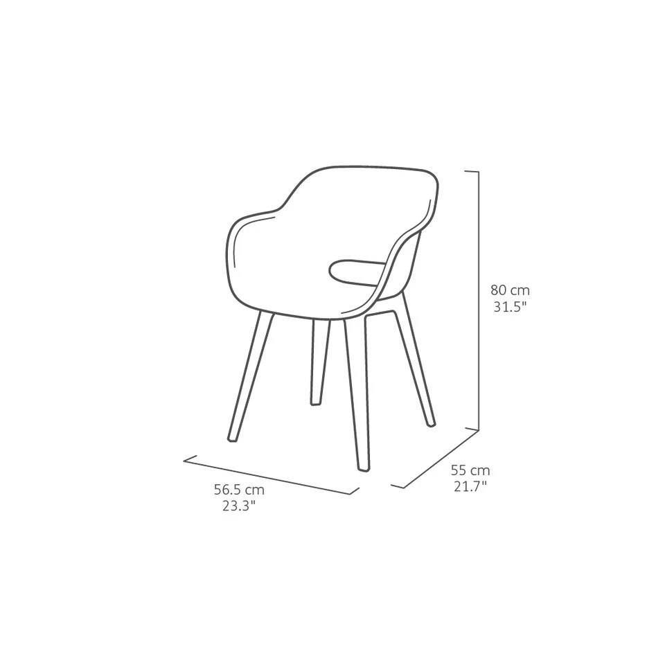 Keter Noa Tuinstoel - 2 Stuks - 55x56,5x80cm - Metalen Frame - Grijs 4 Keter Noa Tuinstoel - 2 Stuks - 55x56,5x80cm - Metalen Frame - Grijs - Afbeelding 4