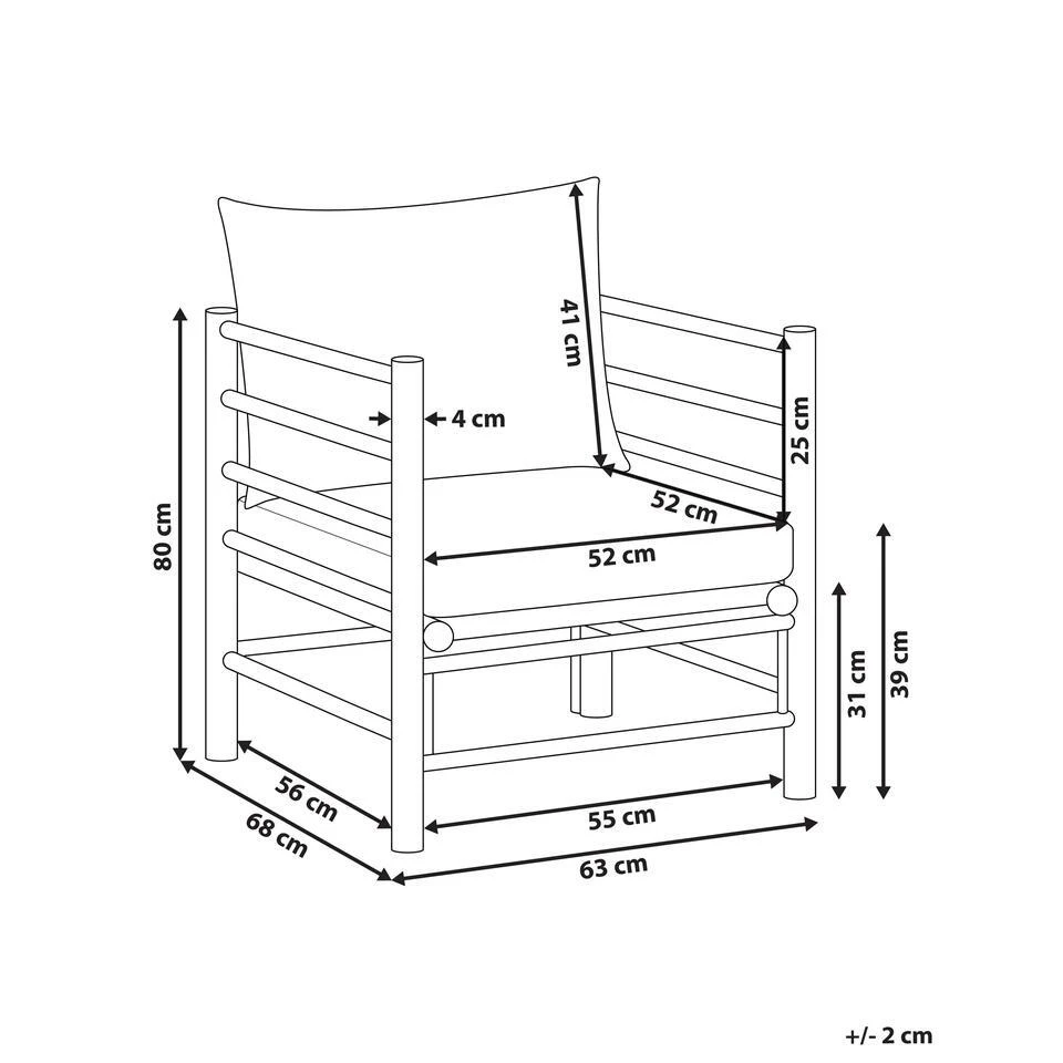 CERRETO - Tuinstoel - Taupe - Bamboe 3 CERRETO - Tuinstoel - Taupe - Bamboe - Afbeelding 3