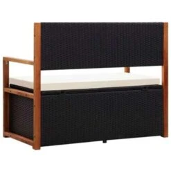 VidaXL Opbergbankje 115 Cm Poly Rattan En Massief Acaciahout Zwart -Leenbakker Winkel cb5575a7d21843b9bbe57be4bf5ff74a