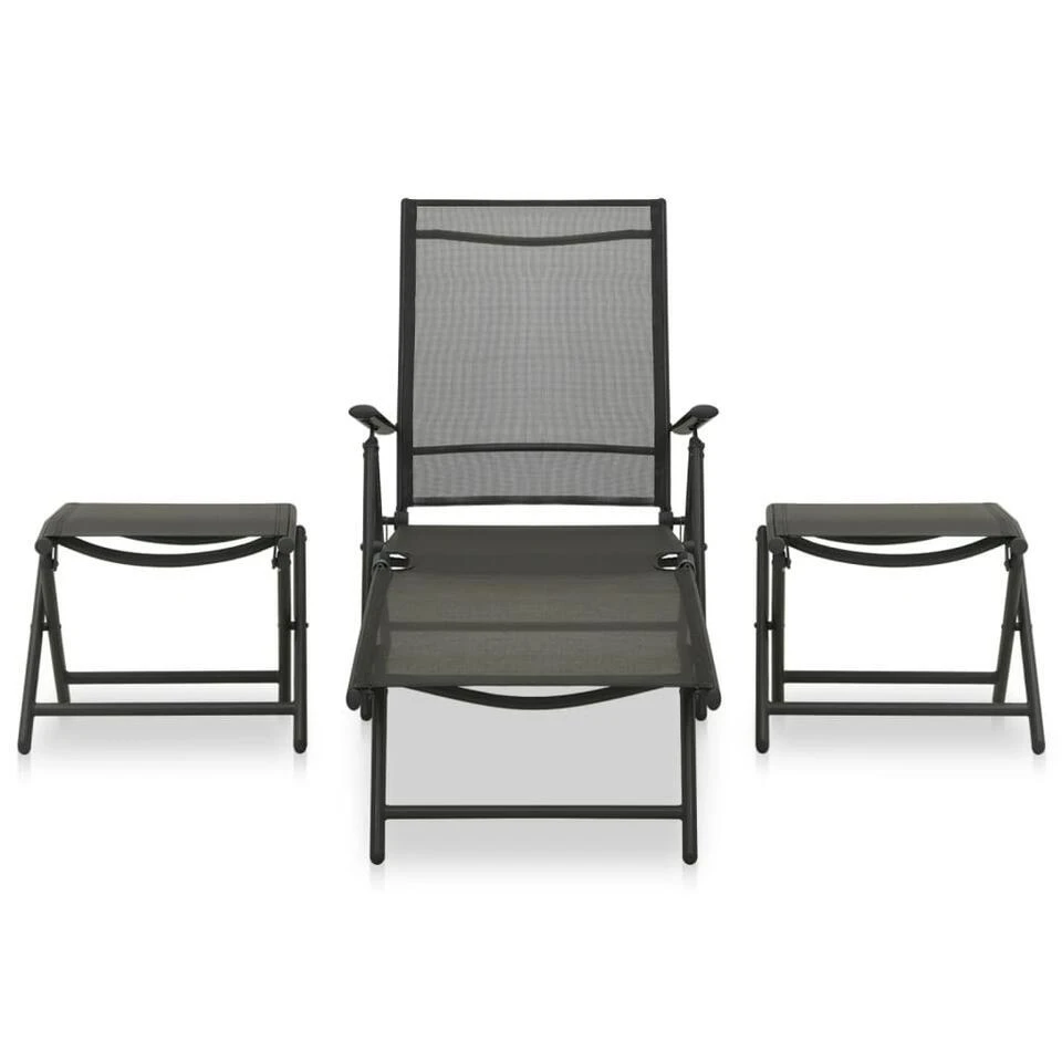 VidaXL - Loungeset - Zwart - Aluminium 2 VidaXL - Loungeset - Zwart - Aluminium - Afbeelding 2