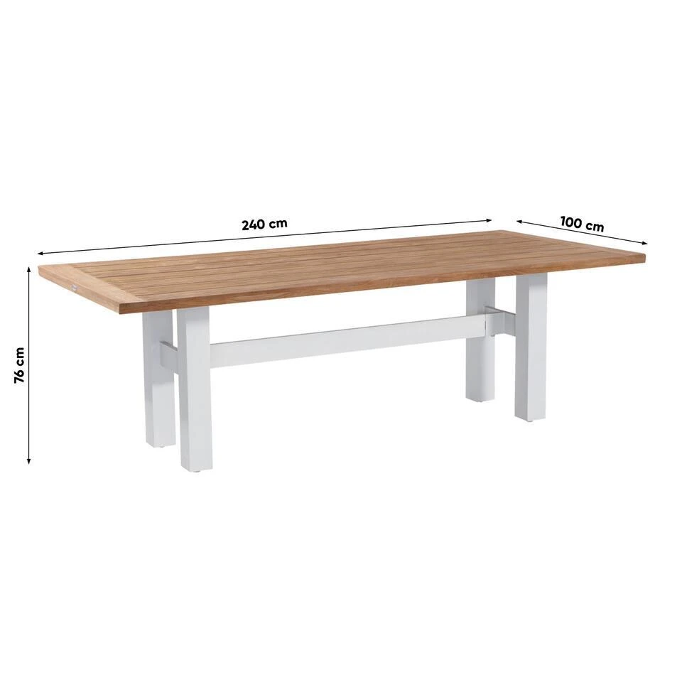 Hartman Heron Dining Tuintafel 240x100 Cm. - Wit/Teak 2 Hartman Heron Dining Tuintafel 240x100 Cm. - Wit/Teak - Afbeelding 2