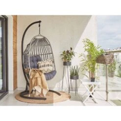 Beliani Hangstoel SESIA - Grijs Polyester, Pe Rotan 6 Beliani Hangstoel SESIA - Grijs Polyester, Pe Rotan -Leenbakker Winkel d4ab082dc1fe4b84819f1349bc85b944