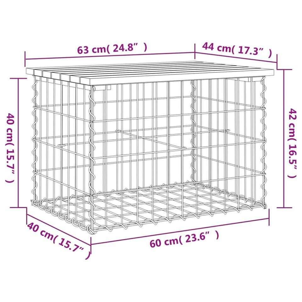 VidaXL - Tuinbank Schanskorfontwerp - Massief Douglashout - 63x44x42 Cm 8 VidaXL - Tuinbank Schanskorfontwerp - Massief Douglashout - 63x44x42 Cm - Afbeelding 8