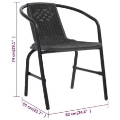 VidaXL - Tuinstoelen - 110 Kg - Zwart - Rattan En Staal - 4 Stuks -Leenbakker Winkel de2b80a3df9f441db727e2ed47b02ad4