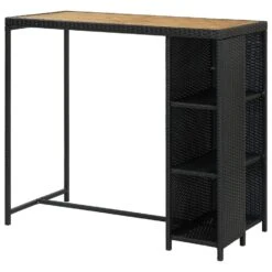 VidaXL Bartafel Met Opbergrek 120x60x110 Cm Poly Rattan Zwart -Leenbakker Winkel de3f72939150449eb29b9d2b32c67198
