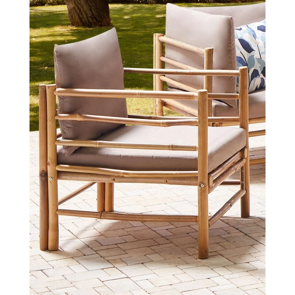 CERRETO - Tuinstoel - Taupe - Bamboe 2 CERRETO - Tuinstoel - Taupe - Bamboe - Afbeelding 2