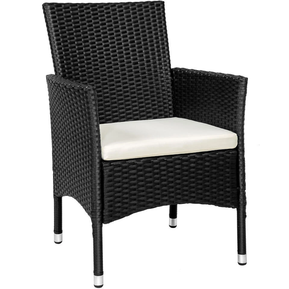 Tectake 2 Wicker Tuinstoelen Met 4 Kussenhoezen , Zwart/beige 3 Tectake 2 Wicker Tuinstoelen Met 4 Kussenhoezen , Zwart/beige - Afbeelding 3